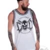 EXc Unisex Skull Mesh Tank Top, White