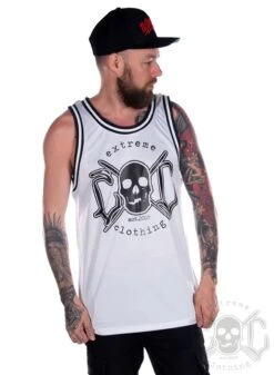 EXc Unisex Skull Mesh Tank Top, White