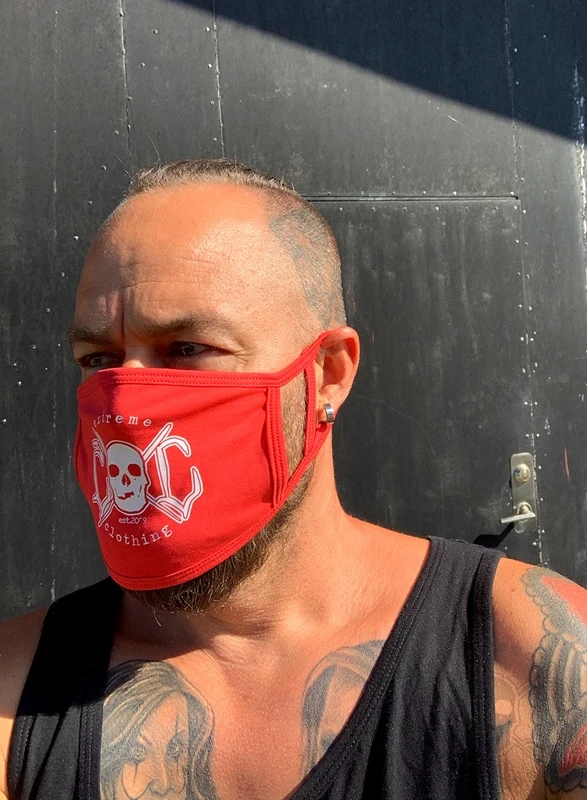 EXc Washable 2-ply Skull Face Covering Mask , Red 1 EXc Washable 2-ply Skull Face Covering Mask , Red