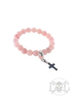 Love & Hate Pink Pearl Skull Bracelet 21,5cm