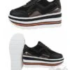 Mix From Italy High Sole Sneakers, Black