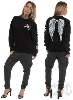 Rebel For Life Winged Unisex Sweatshirt, Black -Straßenmode Kleidung rebel for life winged unisex sweatshirt black 2